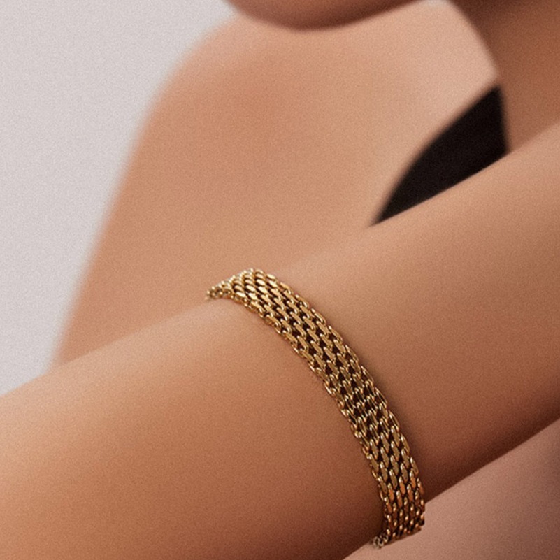 Gilded Weave Two-Tone Braided Texture Bracelet