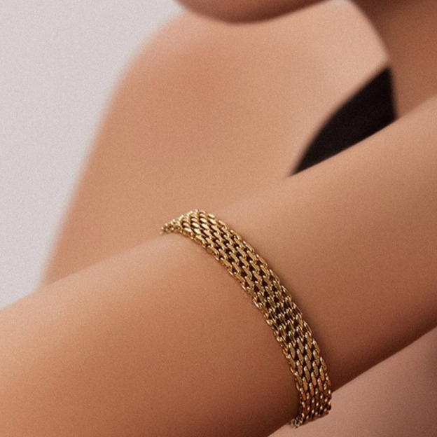 Gilded Weave Two-Tone Braided Texture Bracelet