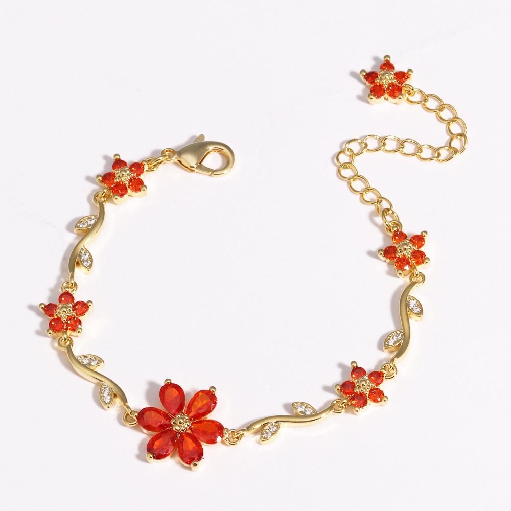 Bloom Sparkle Two-Tone Zircon Flower Bracelet