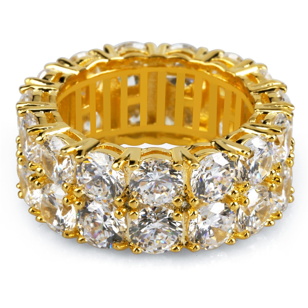 Luxury Diamond Halo Two-Tone Full Pavé Eternity Ring