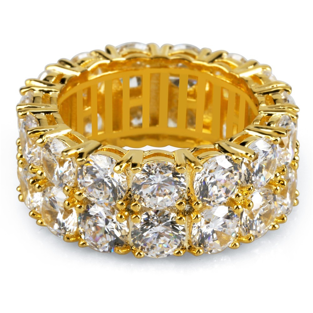 Luxury Diamond Halo Two-Tone Full Pavé Eternity Ring