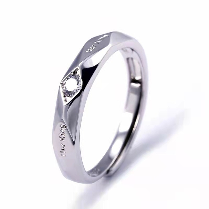 King & Queen S925 Sterling Silver Couple Open Rings