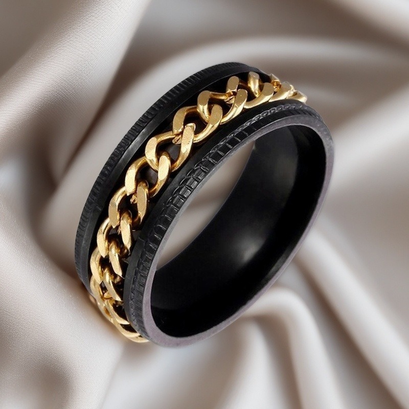 Spin Chain Calm Rotatable Anxiety Relief Ring Fingertip Healing with Subtle Sophistication