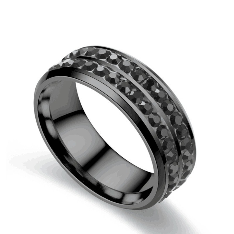 Obsidian Starlight Black Diamond Couple Ring Set