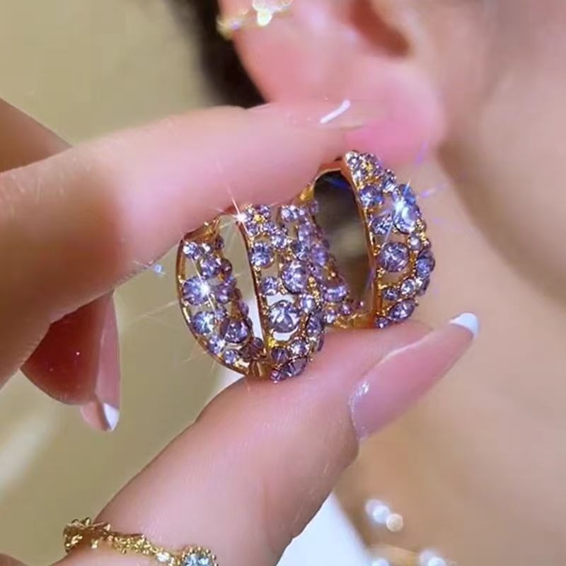 Luminous Pavé 18K Gold Colored Diamond Huggie Earrings Dazzling Presence at Your Ears