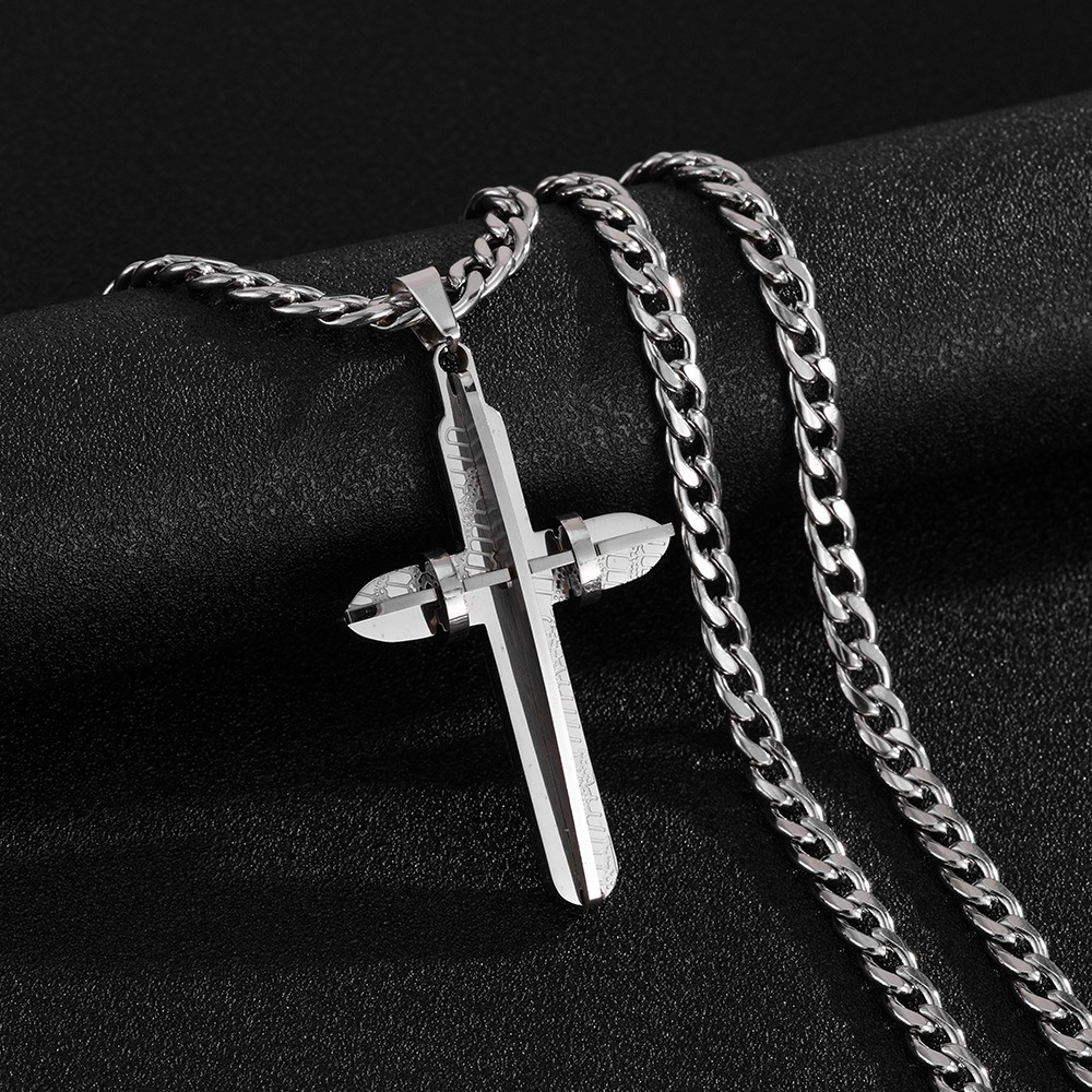 Covenant of Faith Stainless Steel Gold/Silver Cross Cuban Link Necklace Strength Protection at Your Neck