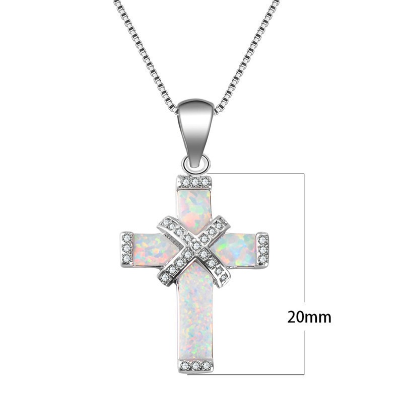 Sacred Opal Crystal Cross Necklace