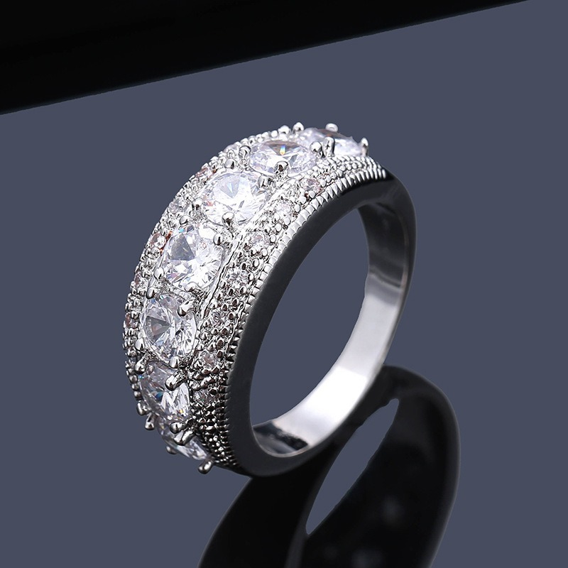 Stellar Row Platinum-Plated Multi-Color Gem Row Ring