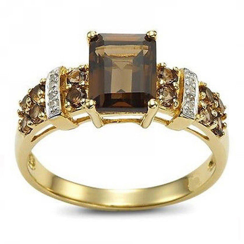 Royal Collection 18K Gold Princess Cut Gemstone Vintage Ring