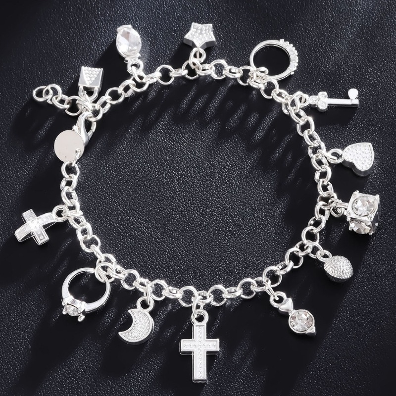 Wish Collection S925 Sterling Silver 12 Charm Bracelet