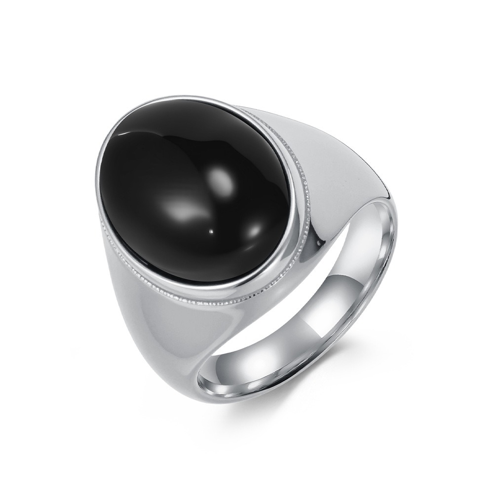 Vintage Oval Cabochon Natural Stone Signet Ring