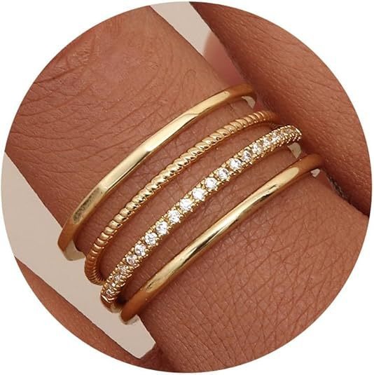 18K Gold / 18K White Gold Minimal Stacking Ring Collection | Everyday Essential