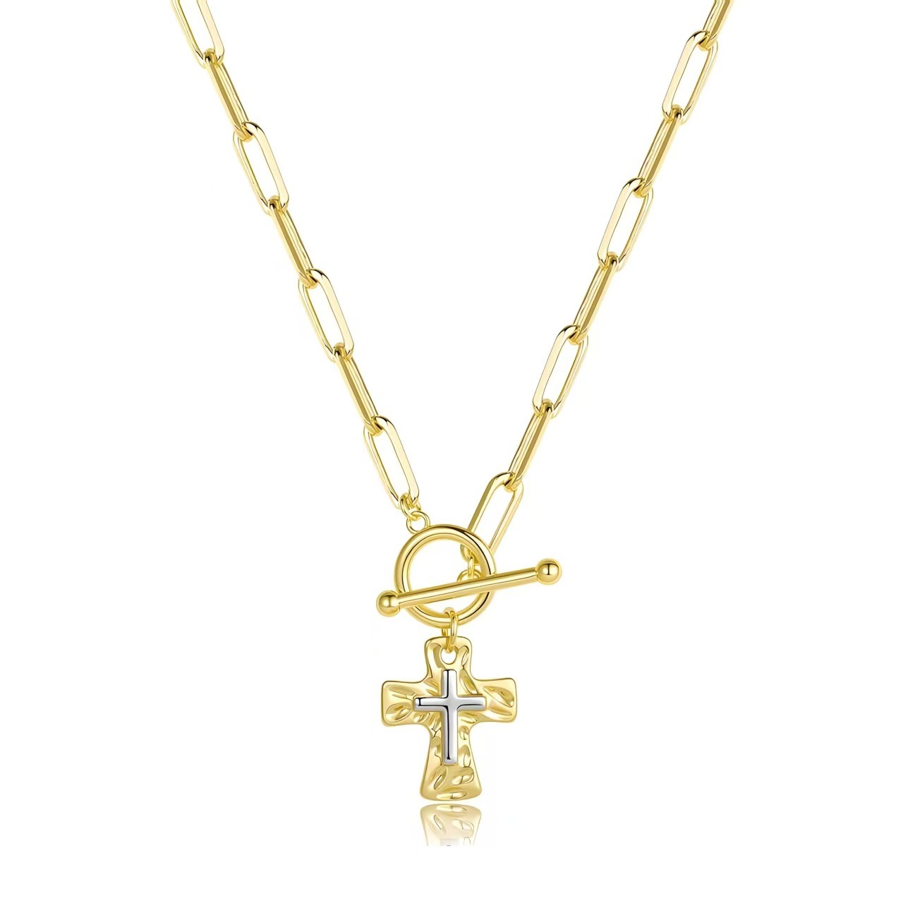 Hammered Cross Necklace