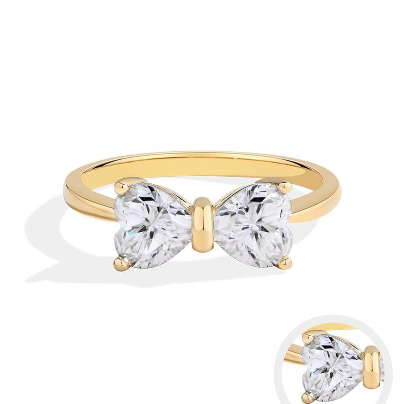 Heart Bow Ring 18K Gold-Plated Full-Diamond Light Luxury Band