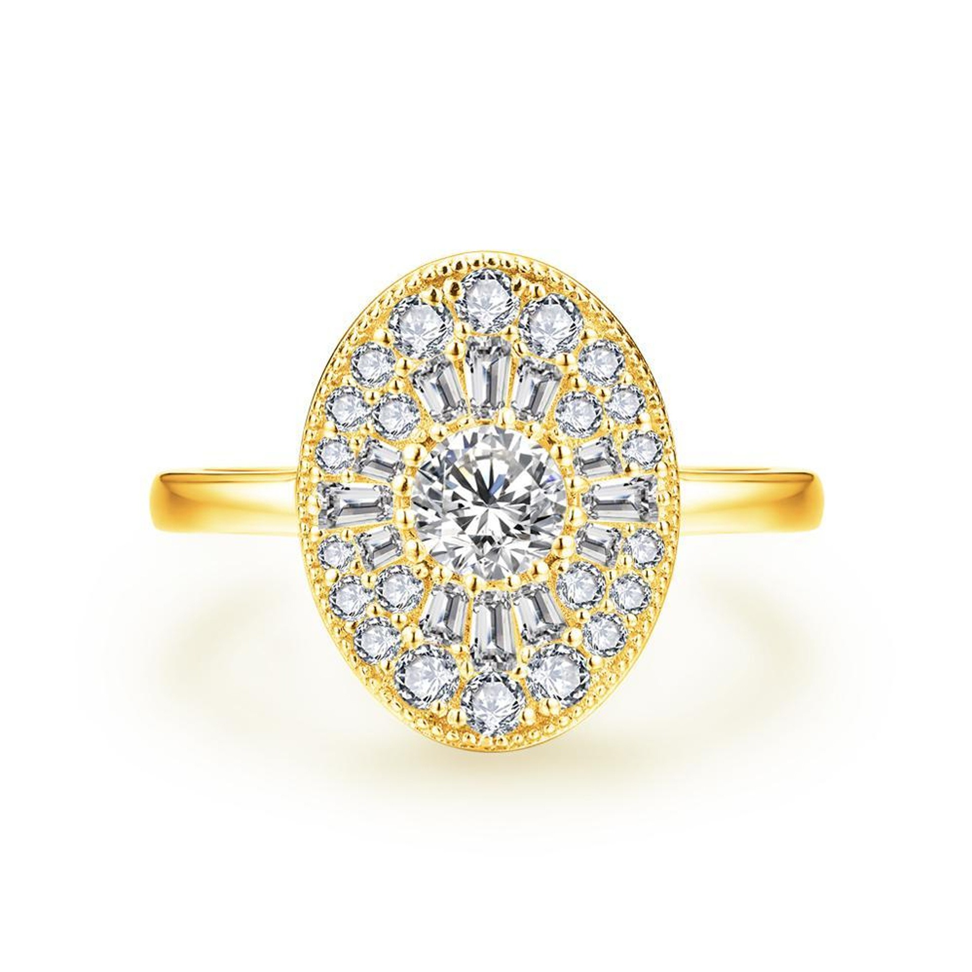Light Luxury Oval Full-Diamond Ring - Gold/Silver Two-Color Women's Engagement Diamond Ring