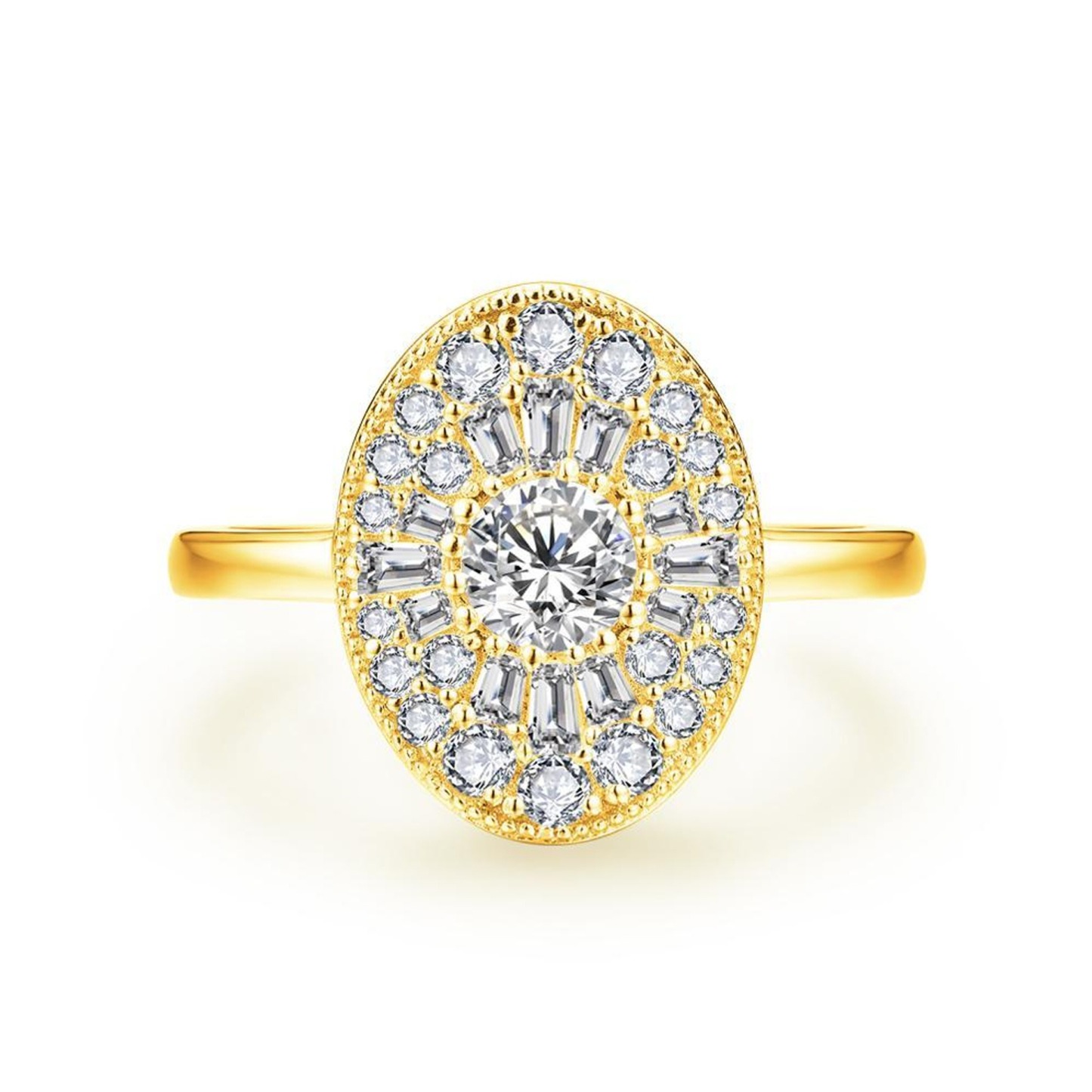 Light Luxury Oval Full-Diamond Ring - Gold/Silver Two-Color Women's Engagement Diamond Ring