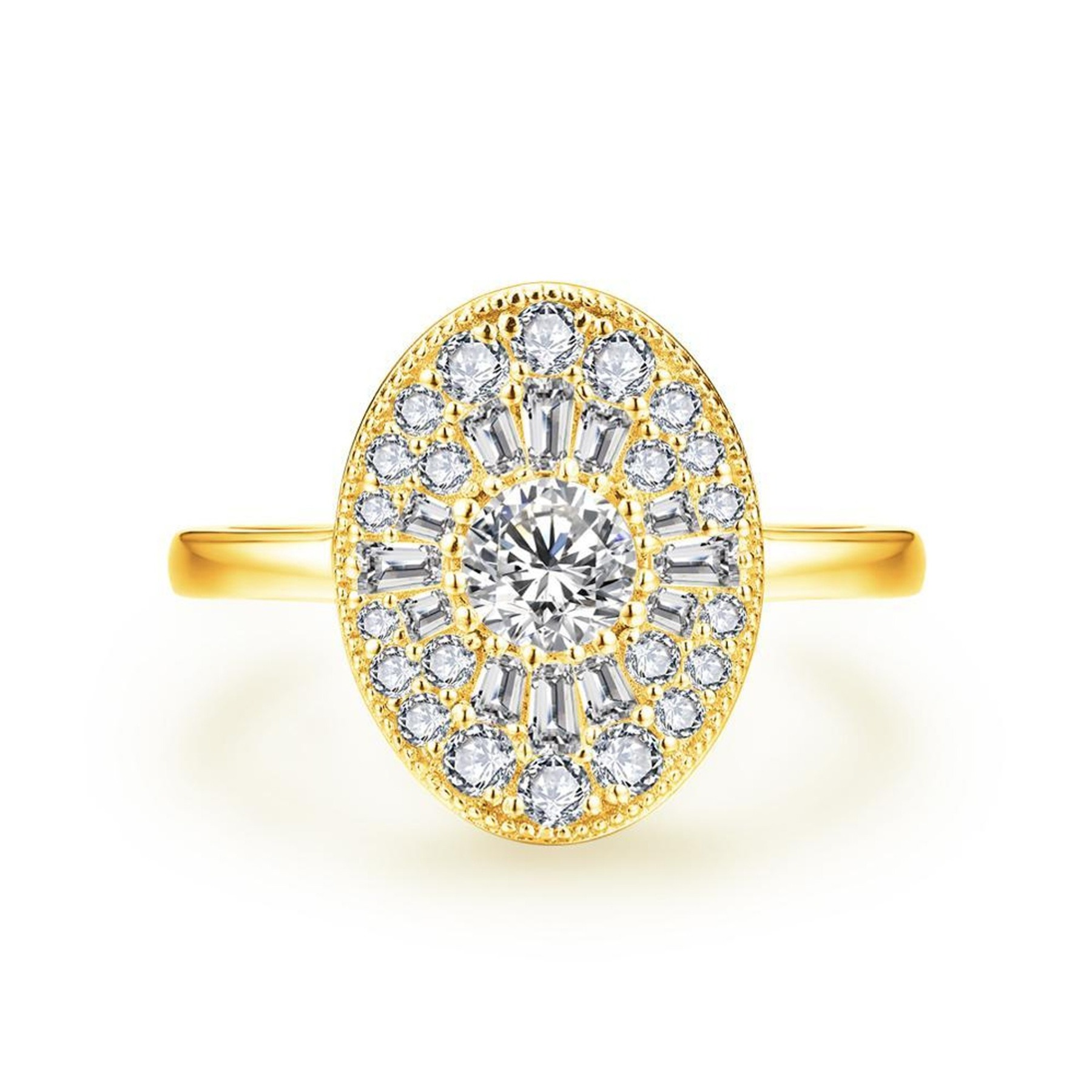 Light Luxury Oval Full-Diamond Ring - Gold/Silver Two-Color Women's Engagement Diamond Ring