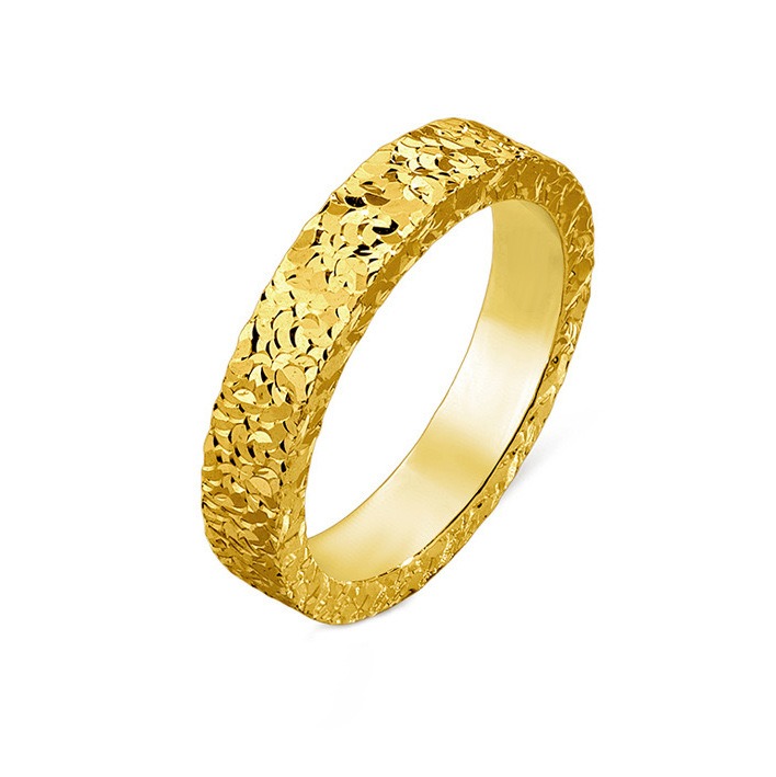 「Hammered Glow」Handcrafted Textured Band Ring