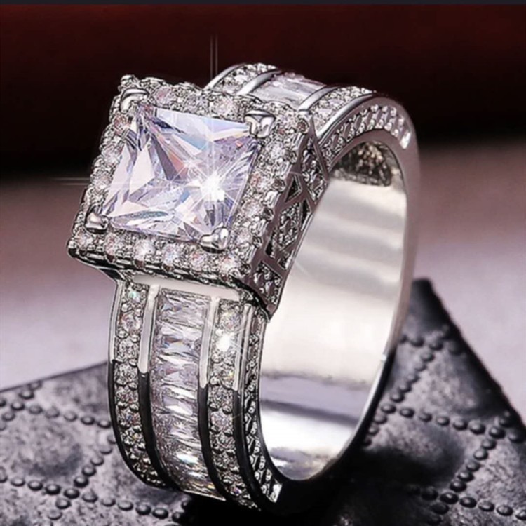 Luxury Square Diamond Two-Tone Paved Ring