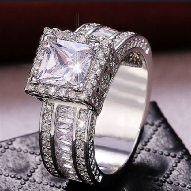 Luxury Square Diamond Two-Tone Paved Ring