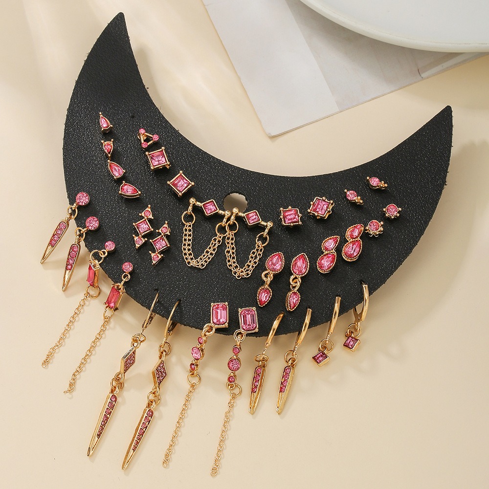 Crescent Color Geometric Tassel Multi-Piece Earring Set