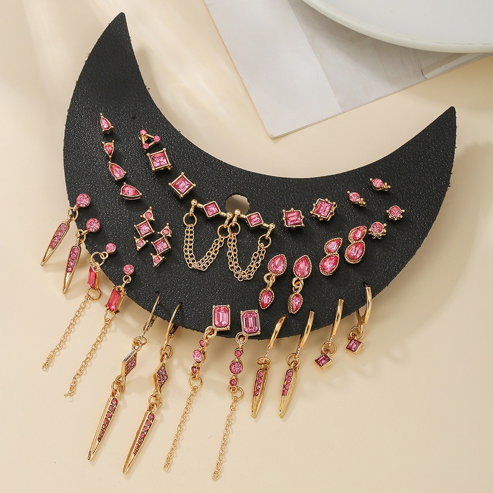Crescent Color Geometric Tassel Multi-Piece Earring Set