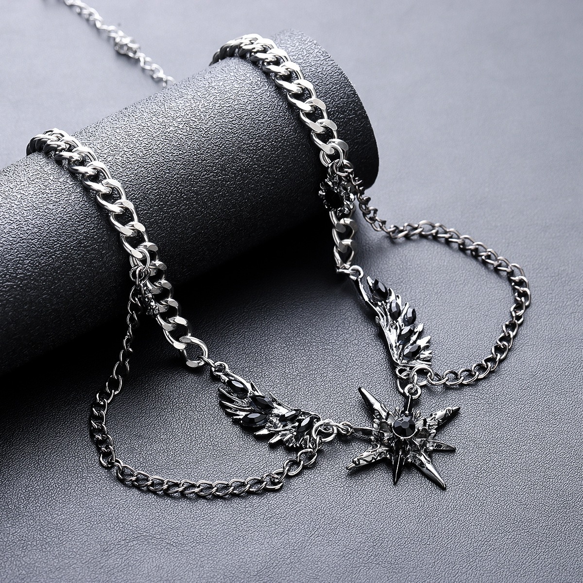 Stellar Wings S925 Sterling Silver Two-Tone Layered Necklace A Bold Statement at Your Neck