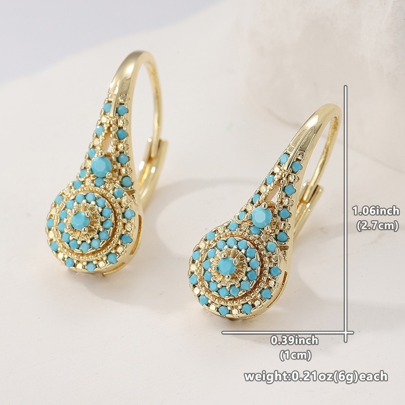Persian Dream 18K Gold Turquoise Vintage Huggie Earrings Exotic Whispers at Your Ears（2PCS）