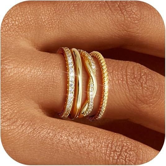 18K Gold / 18K White Gold Minimal Stacking Ring Collection | Everyday Essential