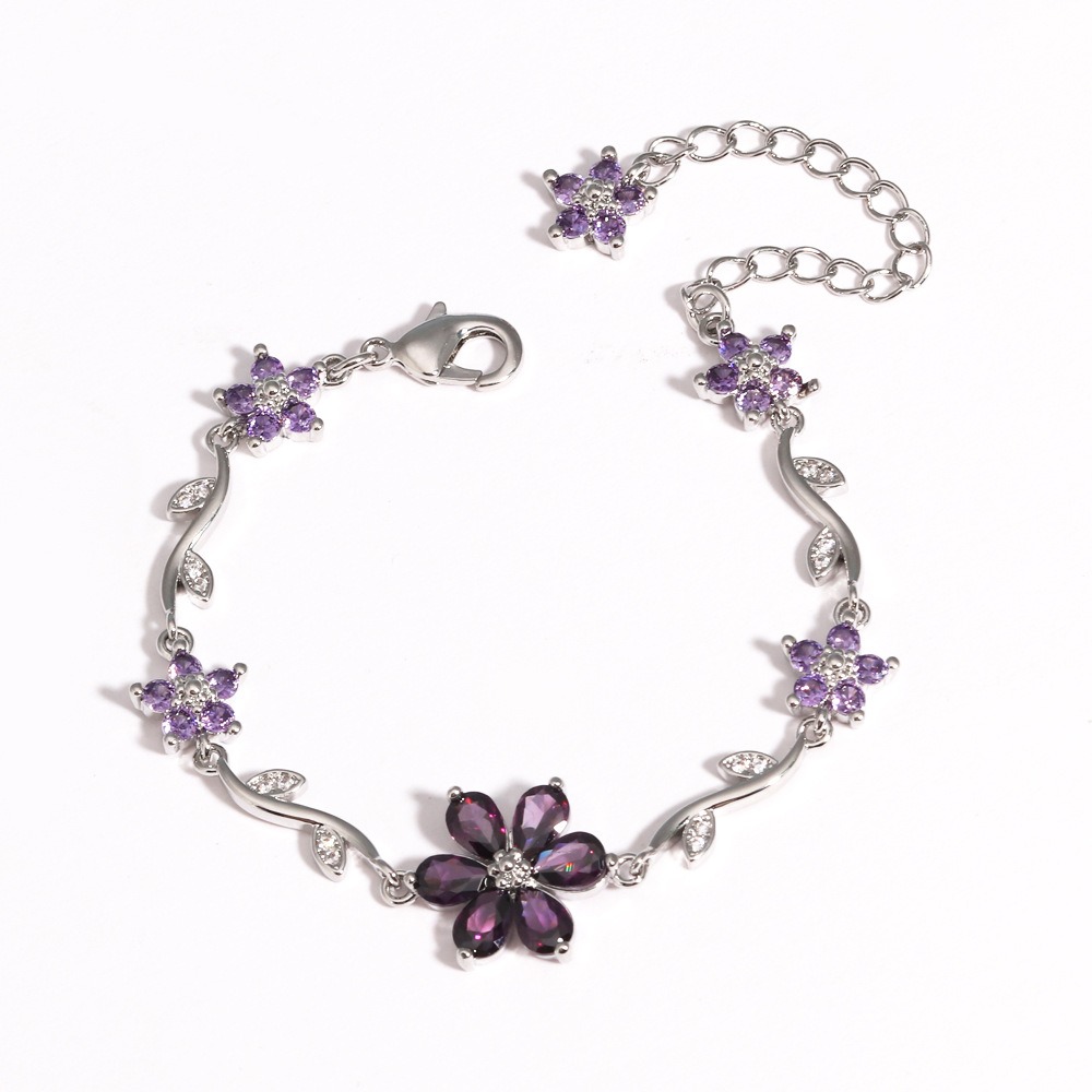 Bloom Sparkle Two-Tone Zircon Flower Bracelet