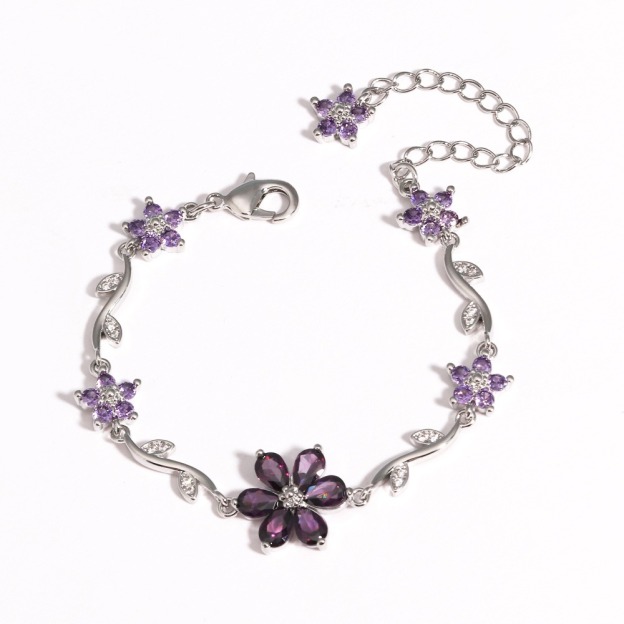 Bloom Sparkle Two-Tone Zircon Flower Bracelet