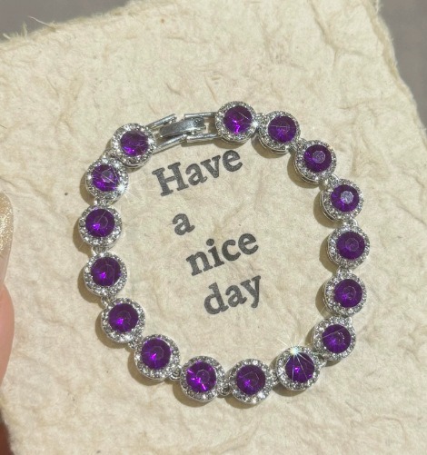 S925 Sterling Silver Round Halo Colored Stone Tennis Bracelet