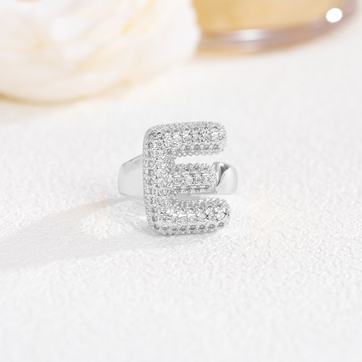 Letter Starburst 18K Gold Diamond 26-Letter Open Ring（Free shipping on orders of two or more items）