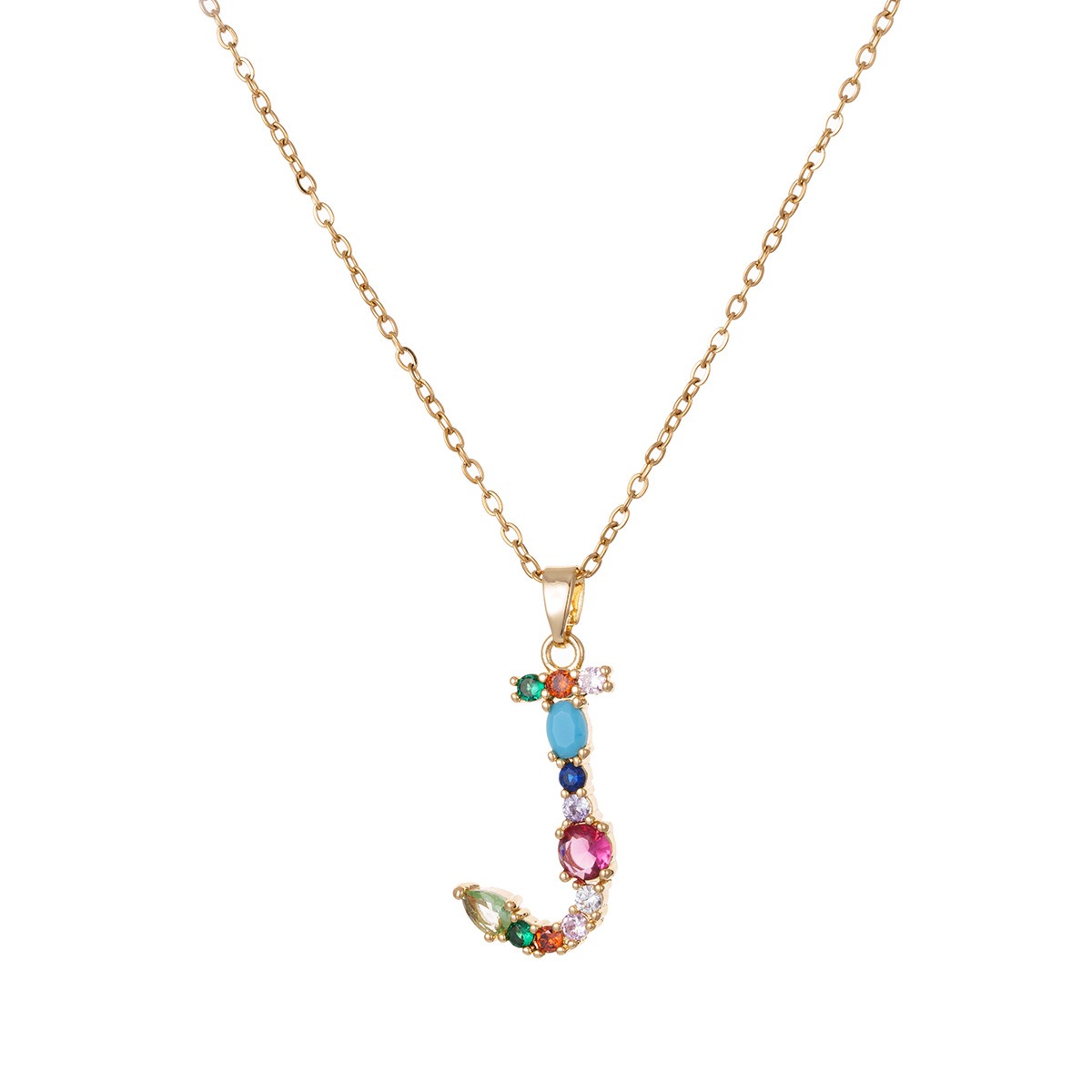 Personalized Colorful Gemstone Initial Necklace