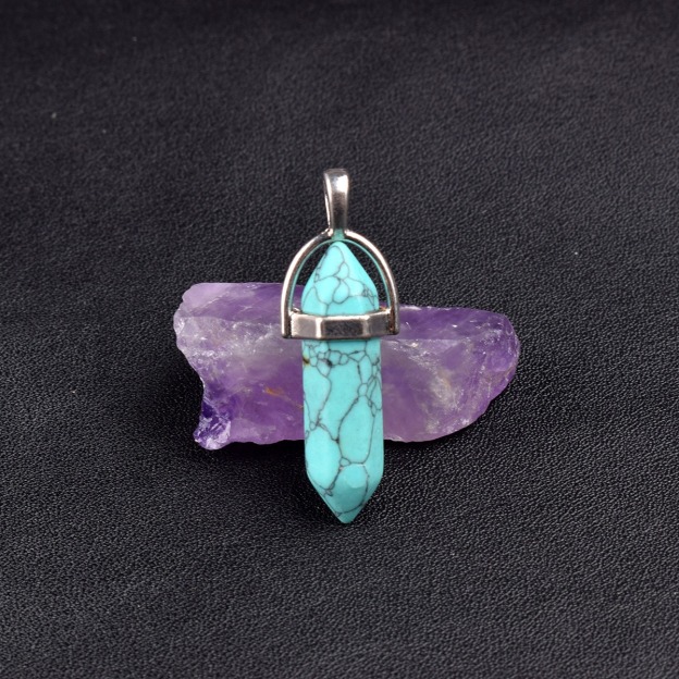 Natural Energy Crystal Point Pendant 2-Piece Set Multi-Color Healing Stone Niche Jewelry