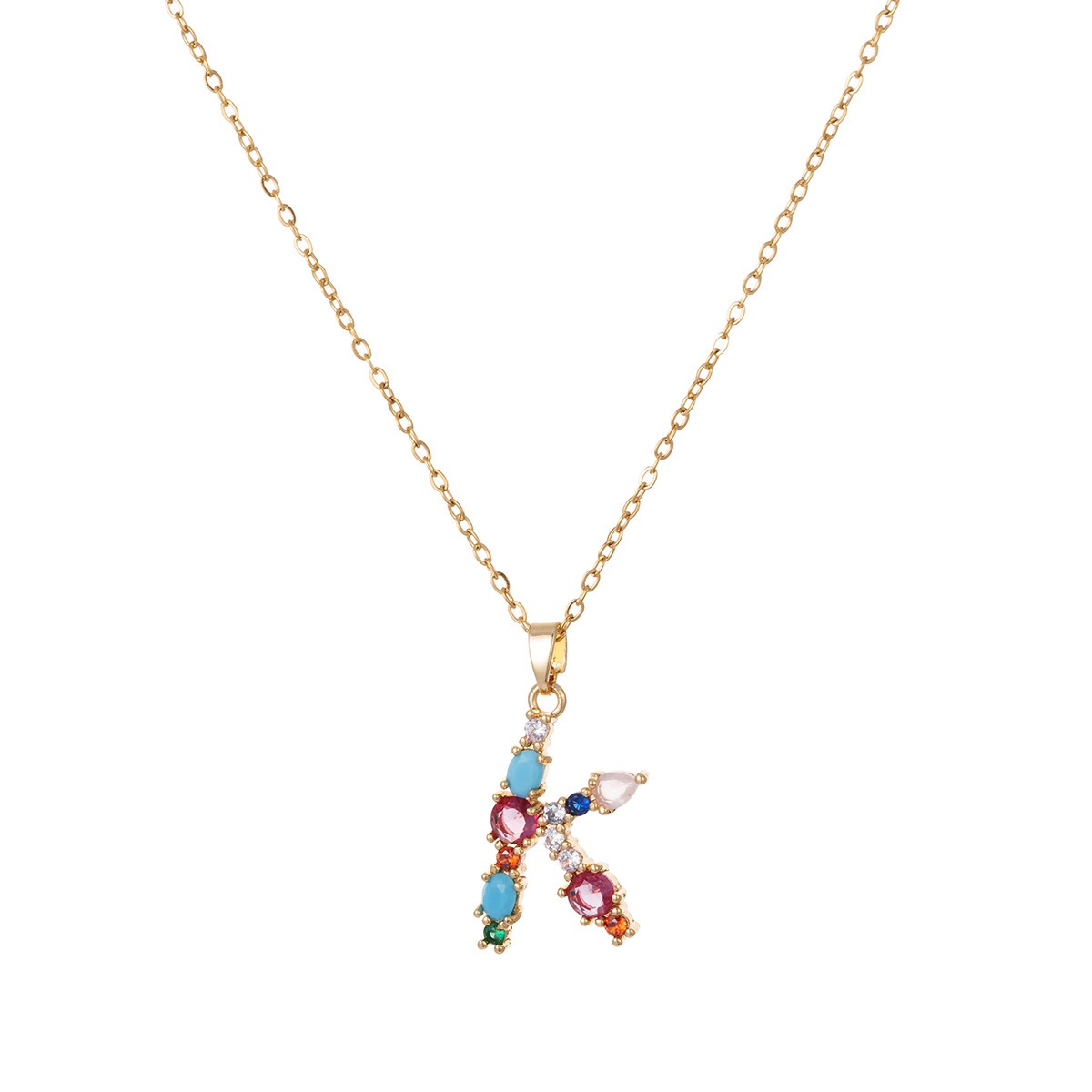 Personalized Colorful Gemstone Initial Necklace