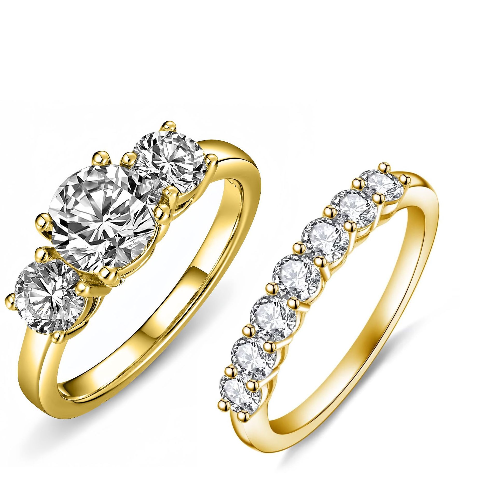 18K Gold / 18K White Gold Eternity Ring Classic Round-Cut Multi-Stone Design