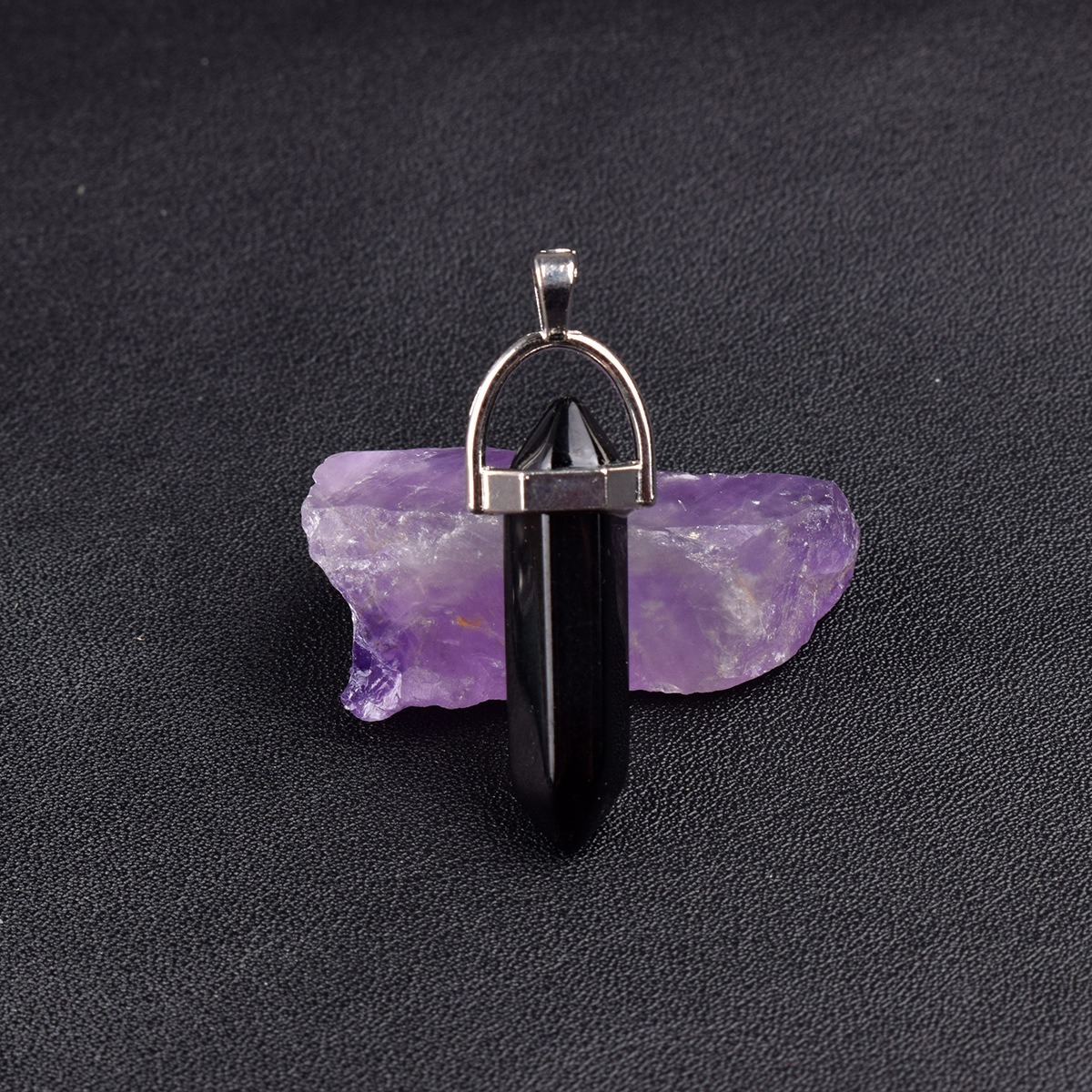 Natural Energy Crystal Point Pendant 2-Piece Set Multi-Color Healing Stone Niche Jewelry