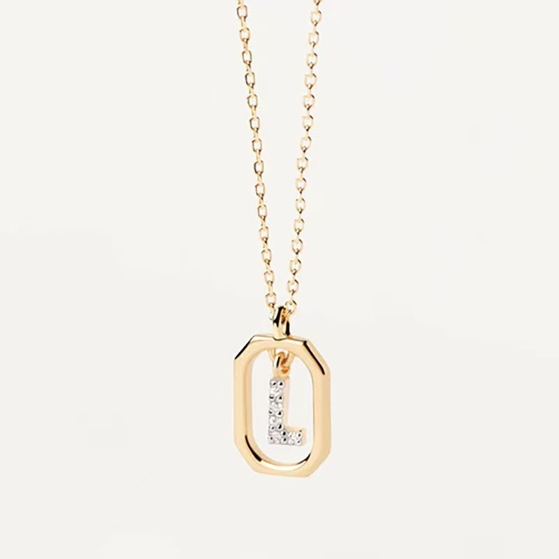 Personalized Touch 18K Gold Diamond 26 Letters Rotating Tag Necklace
