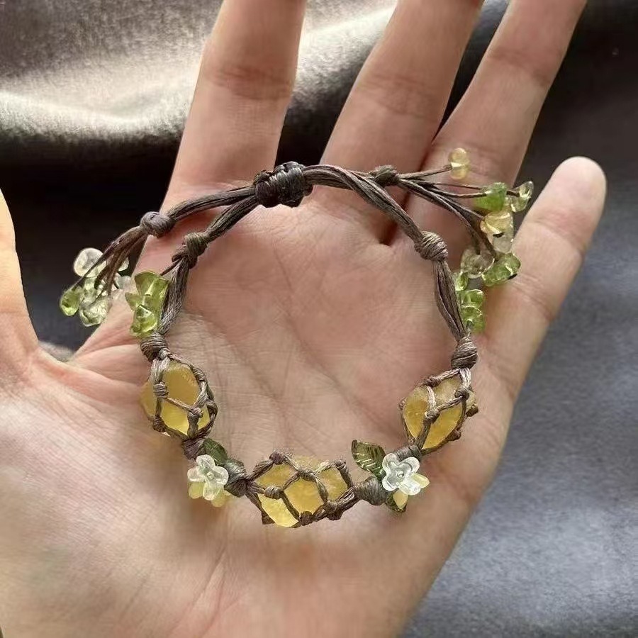 Handwoven Natural Raw Crystal Bracelet