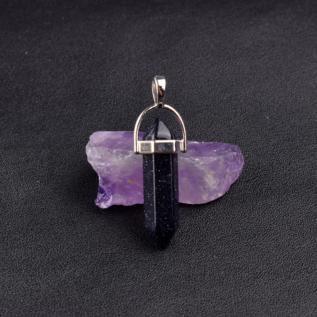 Natural Energy Crystal Point Pendant 2-Piece Set Multi-Color Healing Stone Niche Jewelry