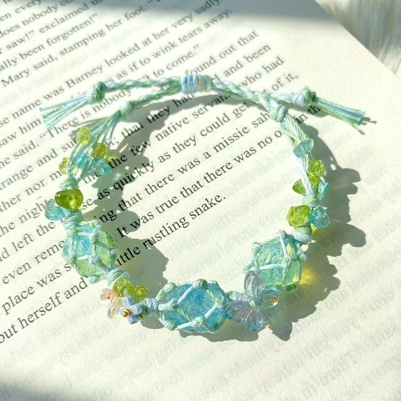 Handwoven Natural Raw Crystal Bracelet