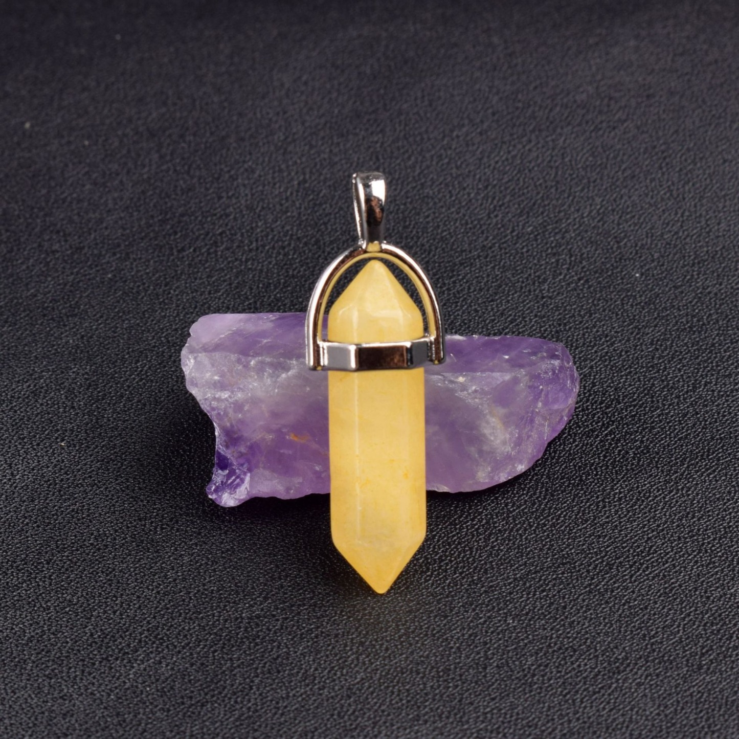 Natural Energy Crystal Point Pendant 2-Piece Set Multi-Color Healing Stone Niche Jewelry