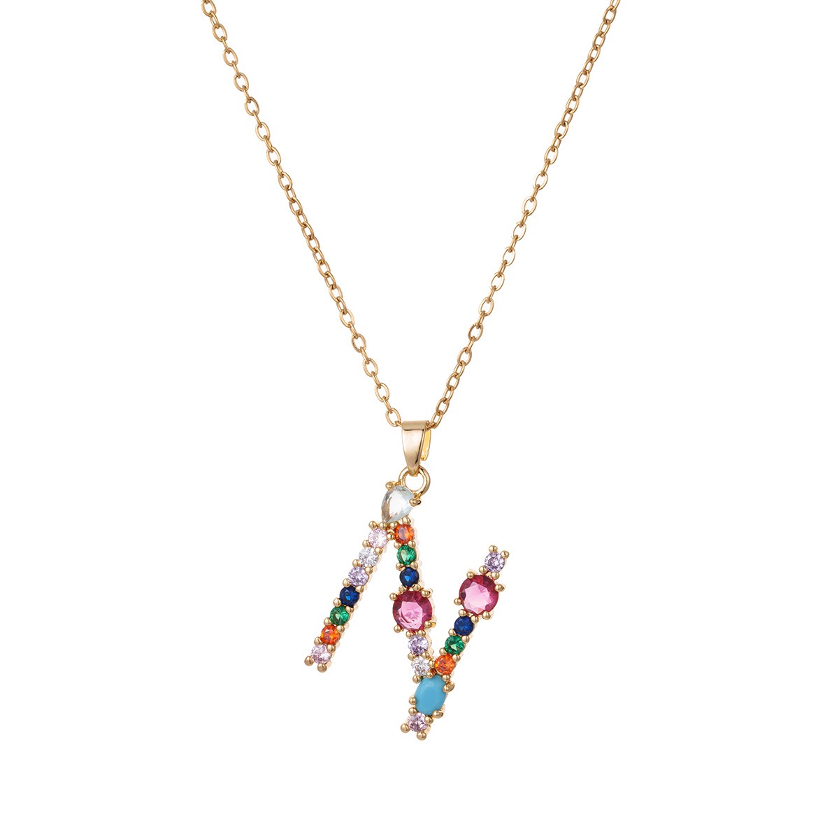 Personalized Colorful Gemstone Initial Necklace
