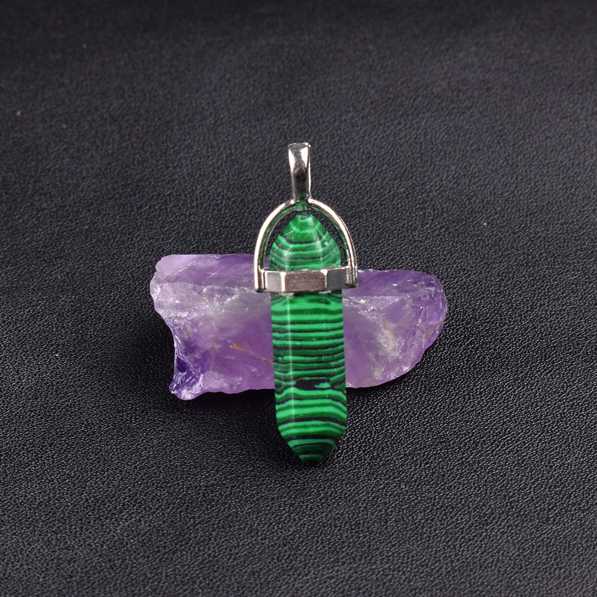 Natural Energy Crystal Point Pendant 2-Piece Set Multi-Color Healing Stone Niche Jewelry