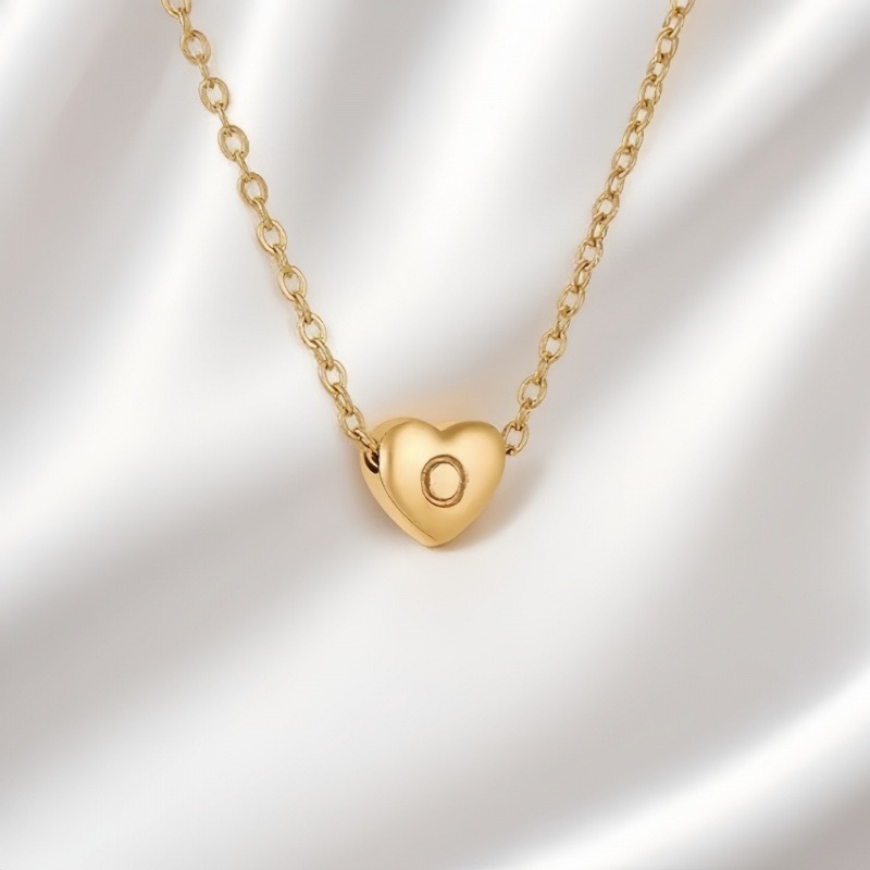  26 Letters Optional Heart Necklace - Women's Light Luxury Romantic Heart-Shaped Letter Accessory