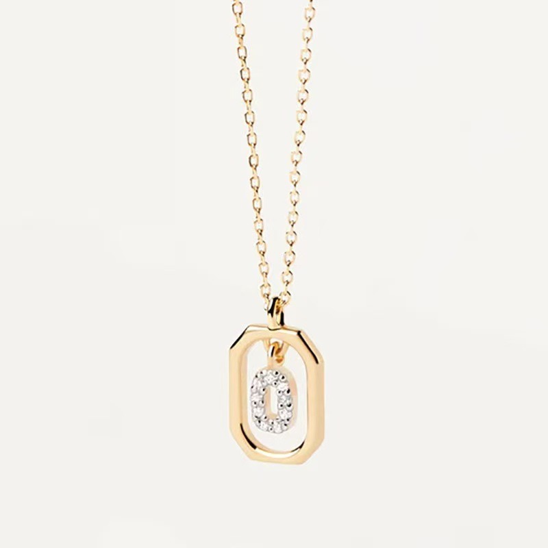 Personalized Touch 18K Gold Diamond 26 Letters Rotating Tag Necklace