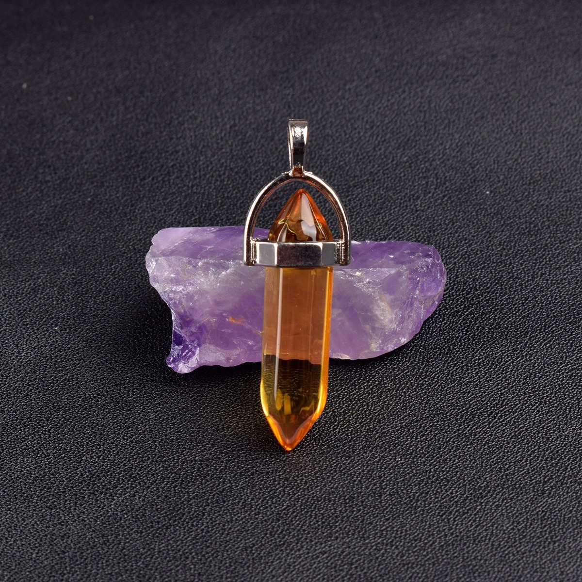 Natural Energy Crystal Point Pendant 2-Piece Set Multi-Color Healing Stone Niche Jewelry