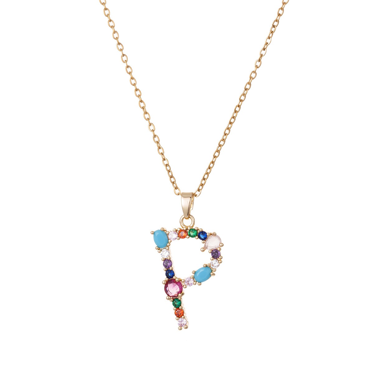 Personalized Colorful Gemstone Initial Necklace