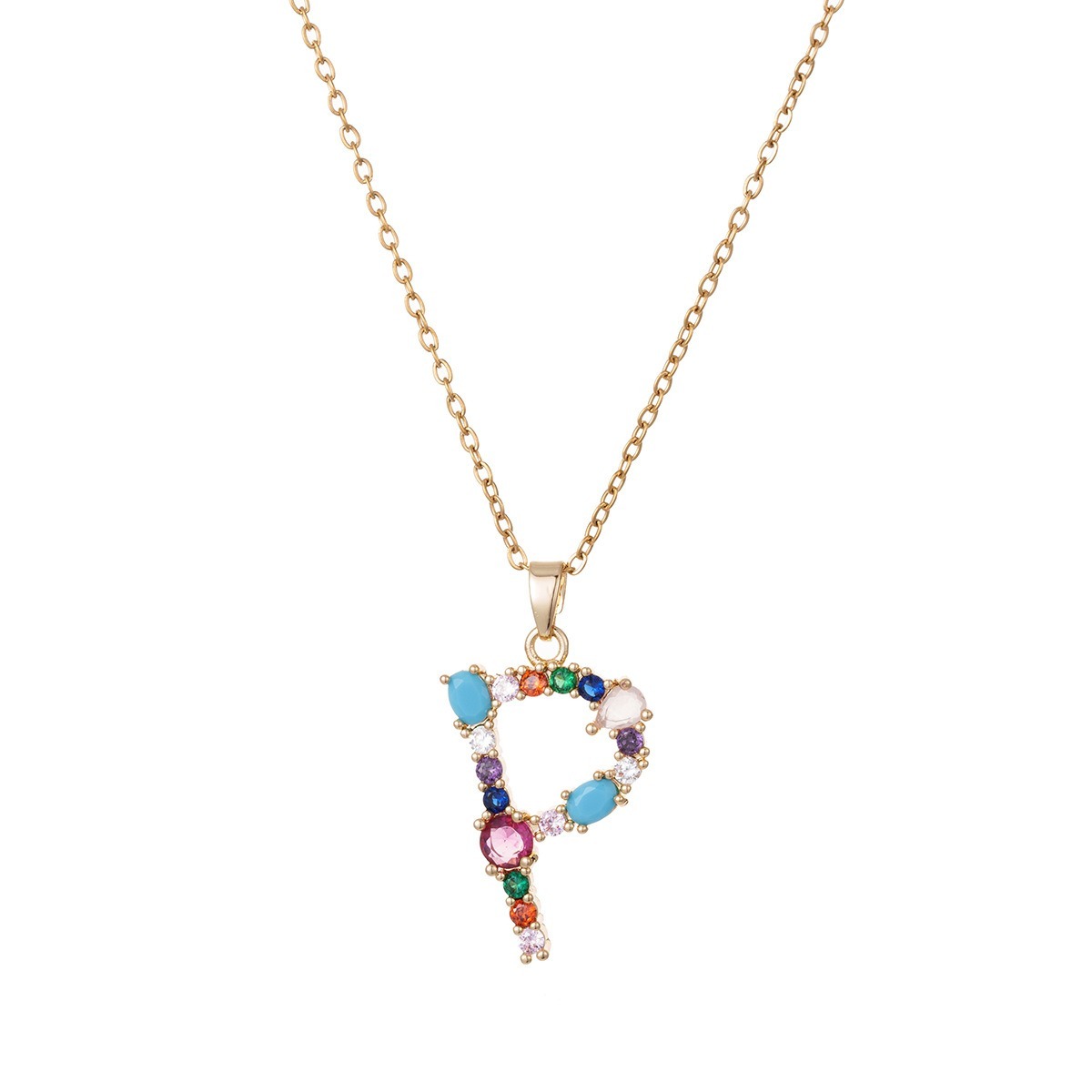 Personalized Colorful Gemstone Initial Necklace
